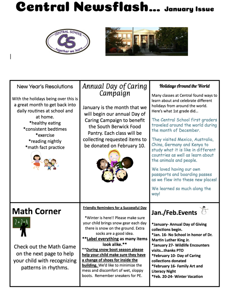 Central School Newsflash for January 2023