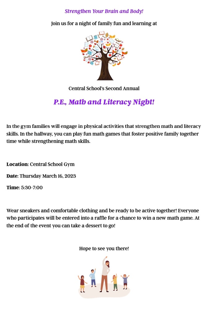 Physical Education, Math, and Literacy Night