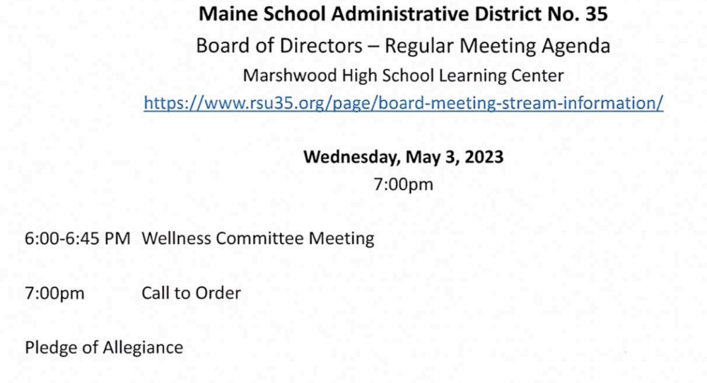 School Board Agenda -May 3, 2023